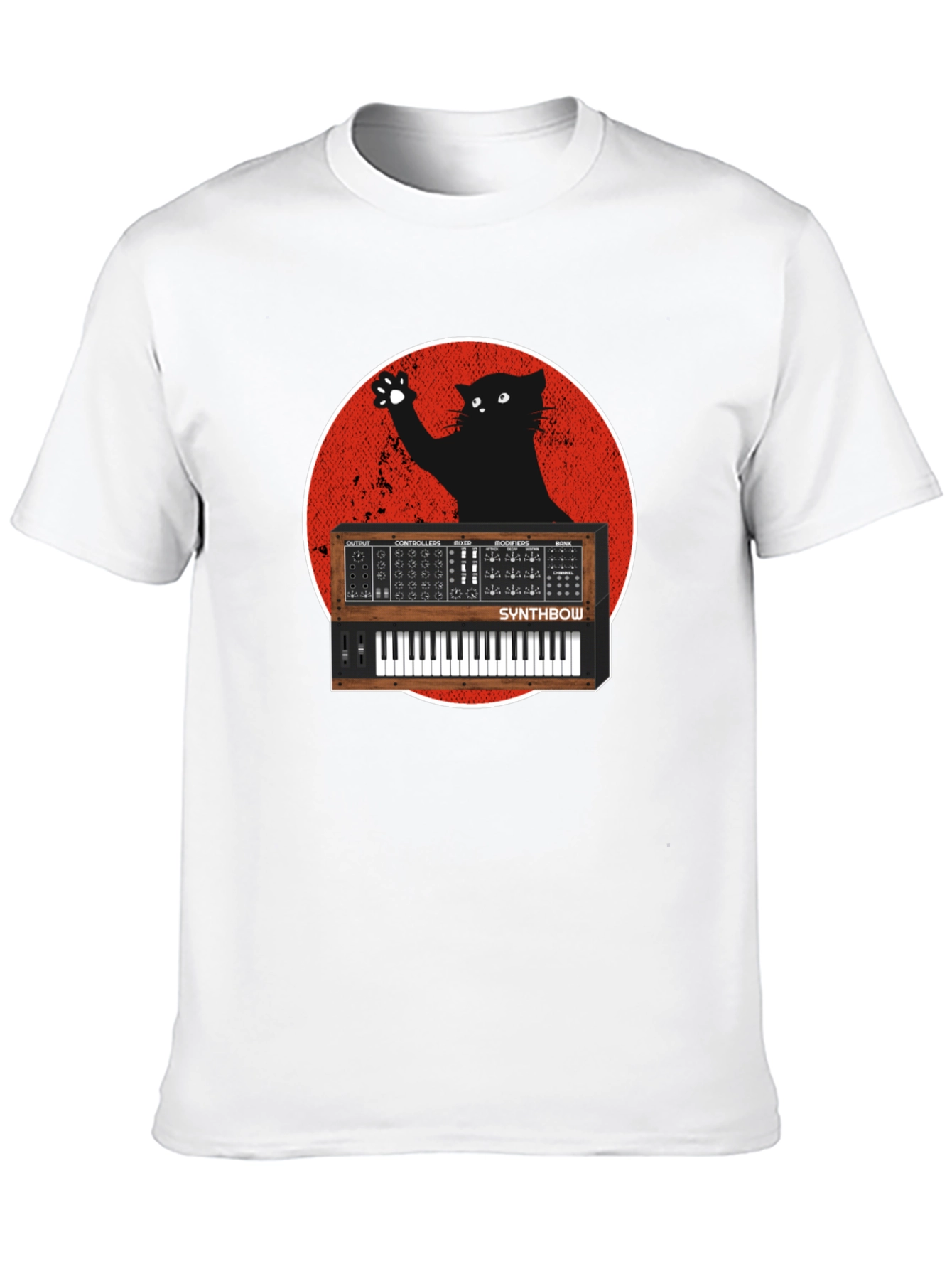 Synth Cat Graphic T-Shirt - Black