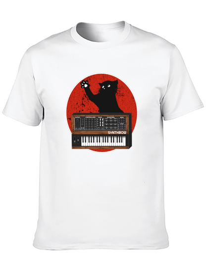 Synth Cat Graphic T-Shirt - Black