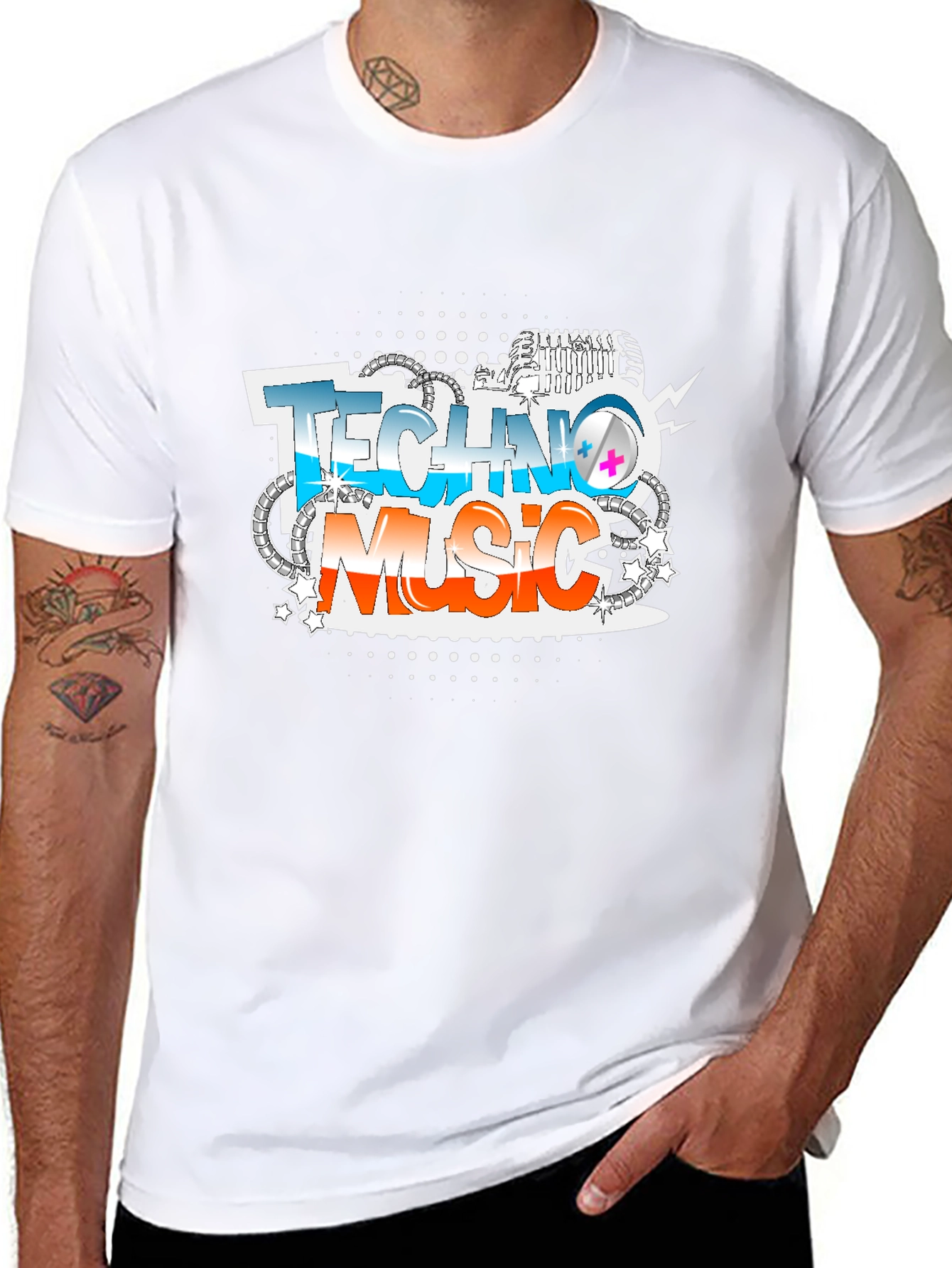 Techno Music Graphic Print T-Shirt