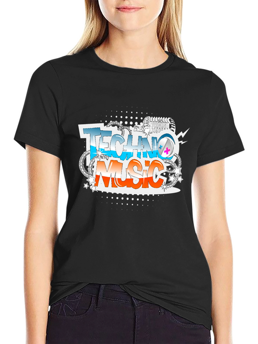 Techno Music Graphic Print T-Shirt