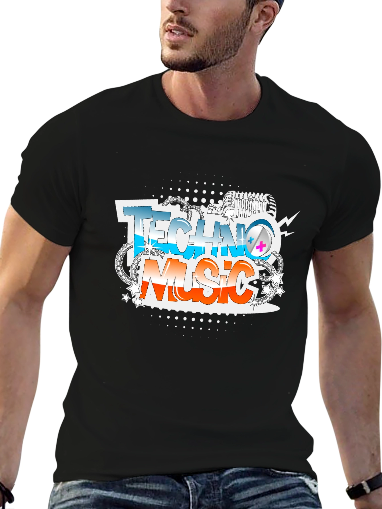 Techno Music Graphic Print T-Shirt