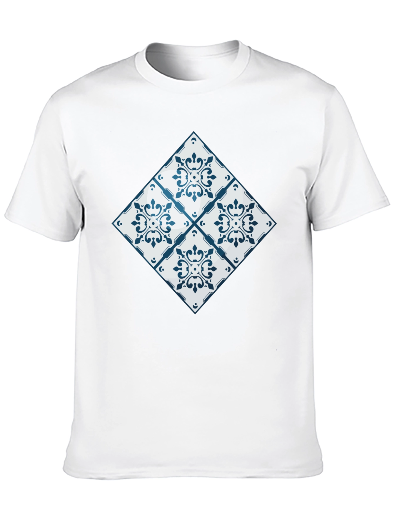 Azulejo Tile Pattern Black T-Shirt