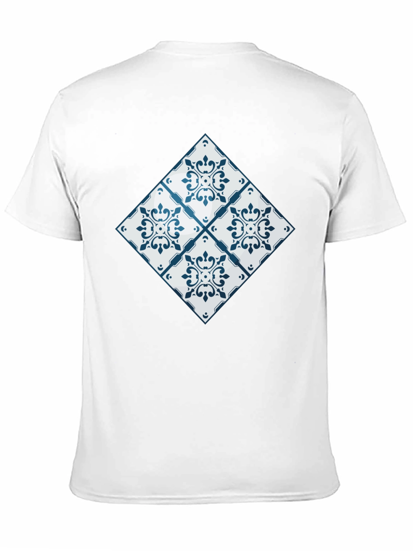 Azulejo Tile Pattern Black T-Shirt