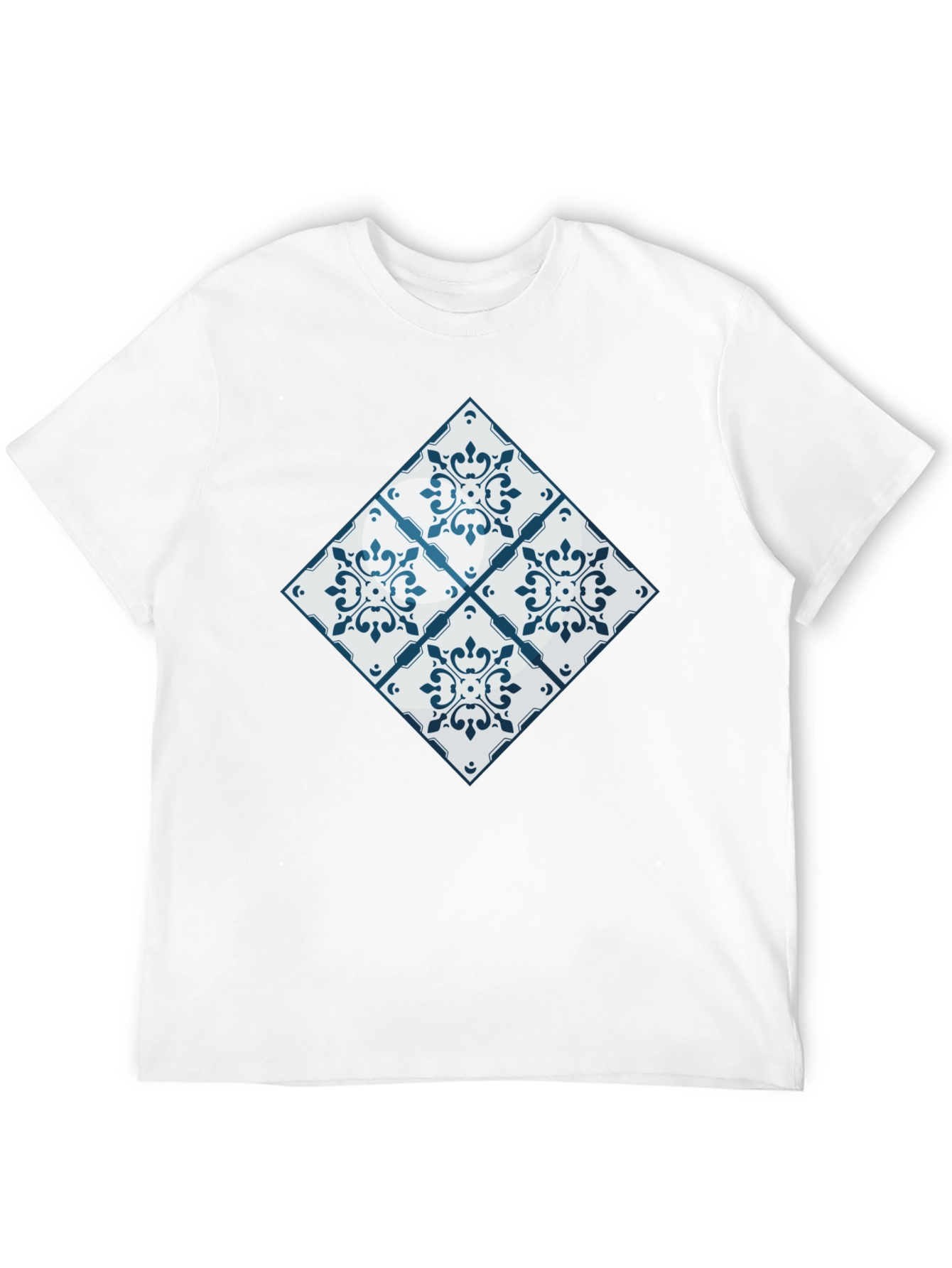Azulejo Tile Pattern Black T-Shirt
