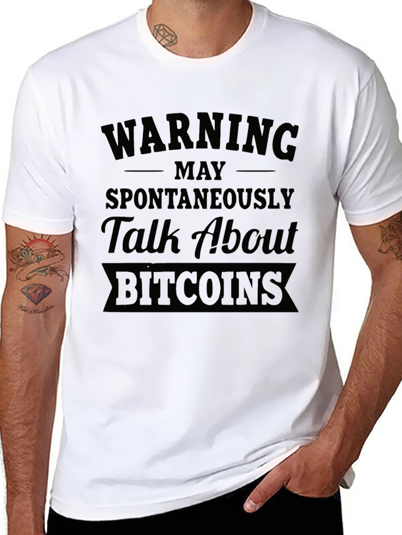 Warning May Talk About Bitcoins Black T-Shirt