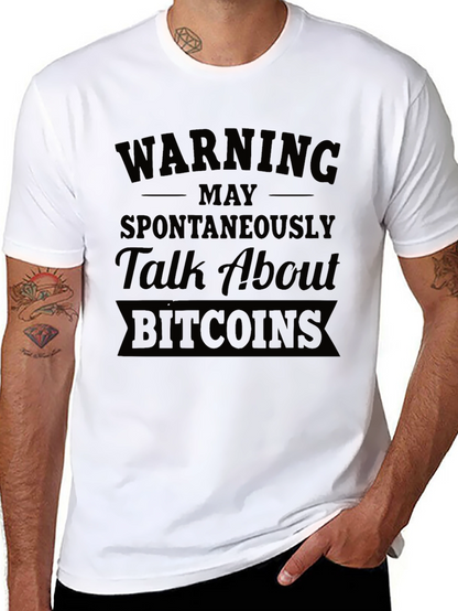 Warning May Talk About Bitcoins Black T-Shirt