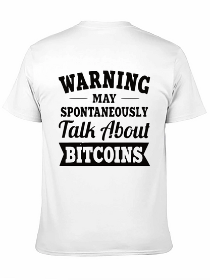 Warning May Talk About Bitcoins Black T-Shirt