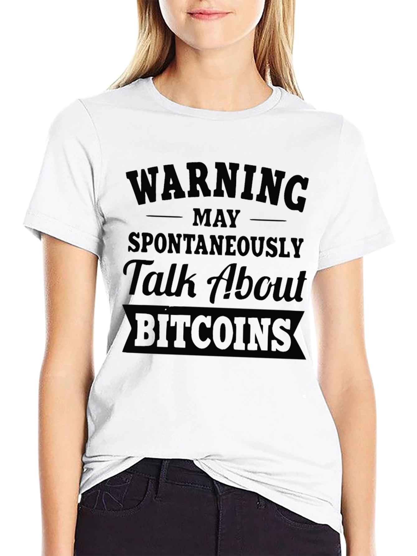 Warning May Talk About Bitcoins Black T-Shirt
