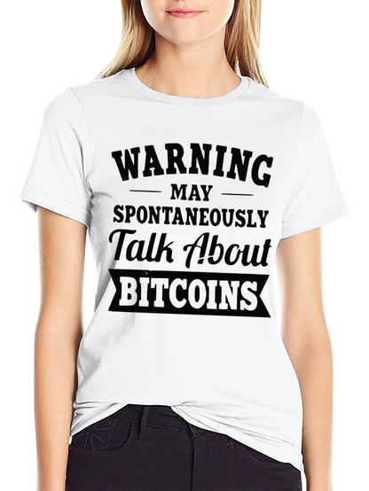 Warning May Talk About Bitcoins Black T-Shirt
