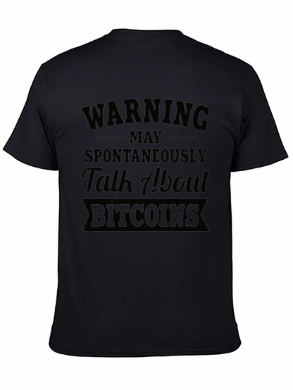 Warning May Talk About Bitcoins Black T-Shirt