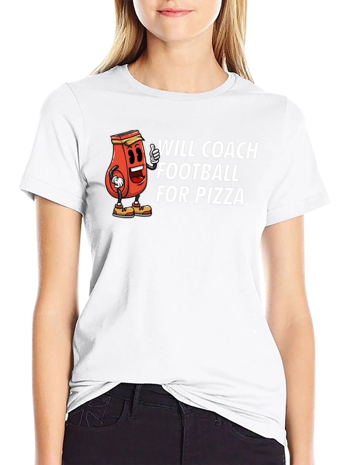 Will Coach Football for Pizza Black T-Shirt