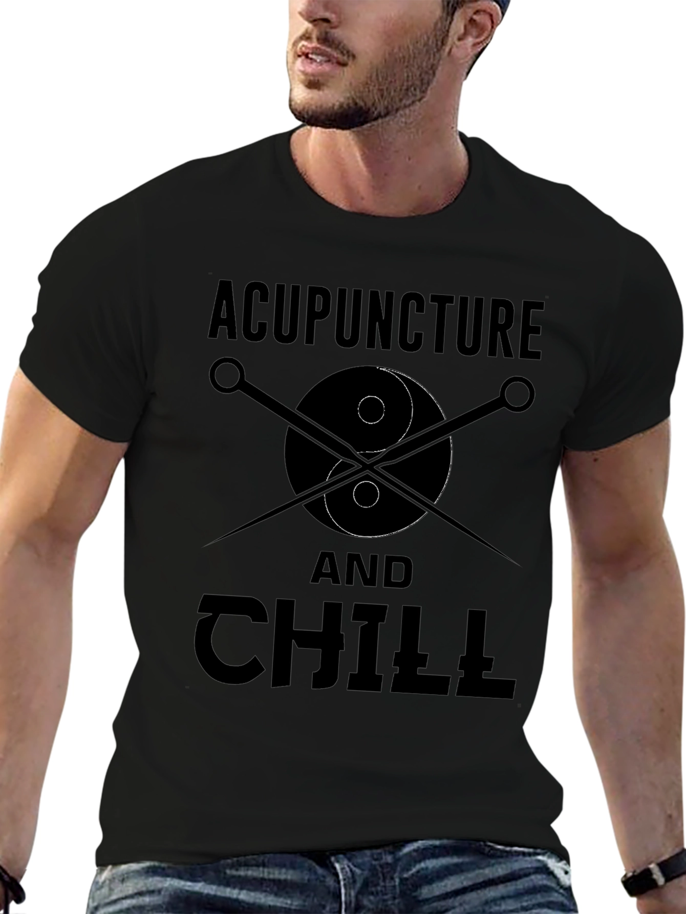 Acupuncture and Chill Black Graphic Tee