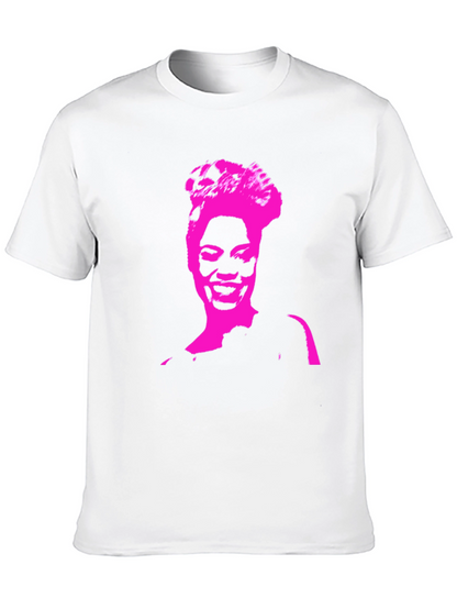Stylish Black T-Shirt with Pink Portrait Graphic
