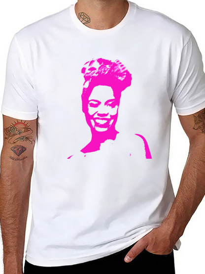 Stylish Black T-Shirt with Pink Portrait Graphic