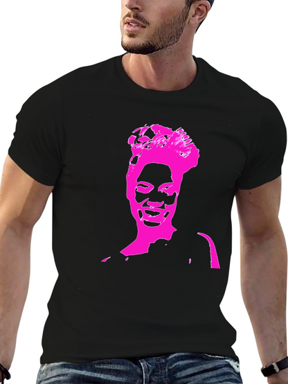 Stylish Black T-Shirt with Pink Portrait Graphic