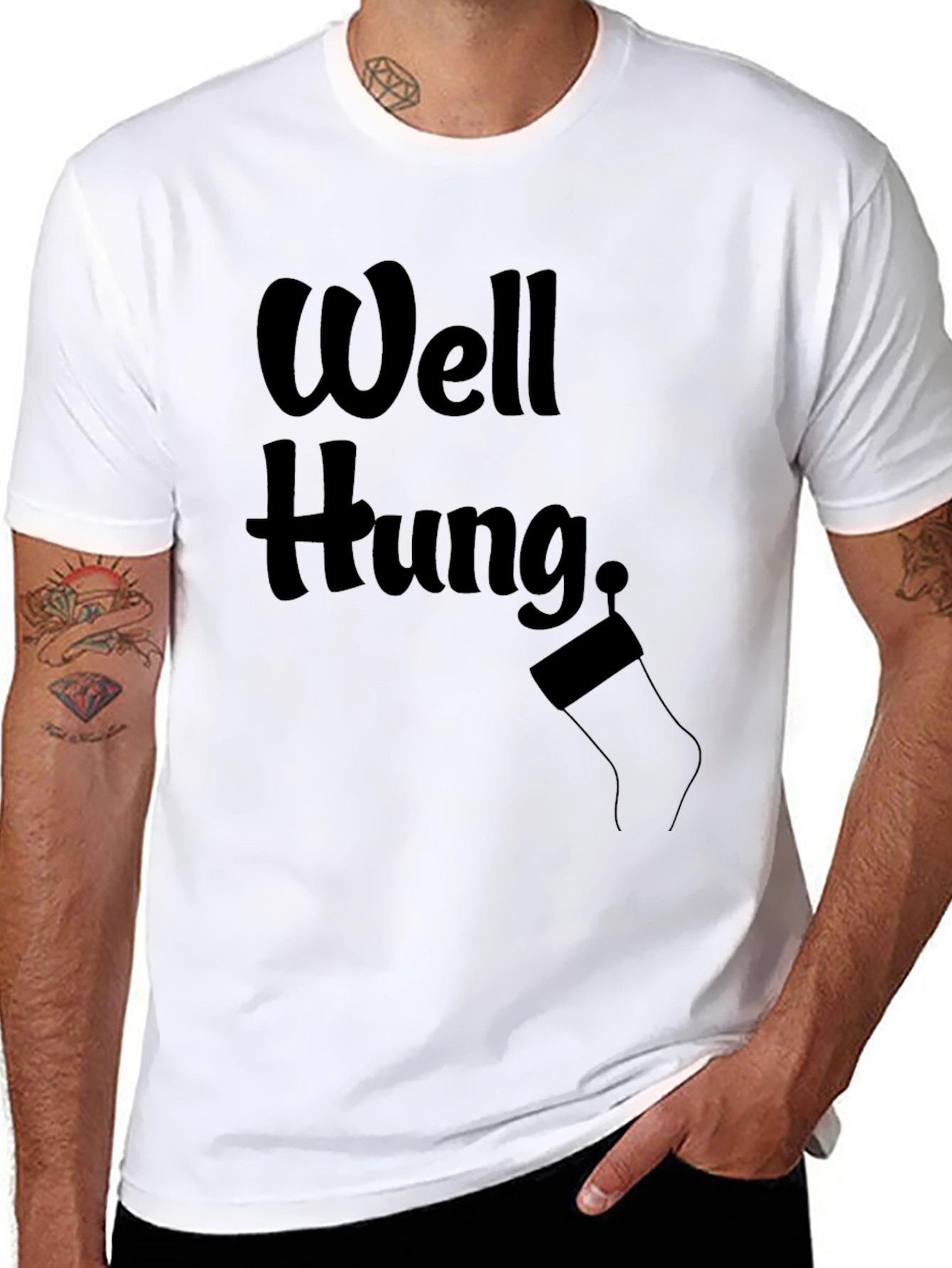 Well Hung Christmas Stocking Mens T-Shirt