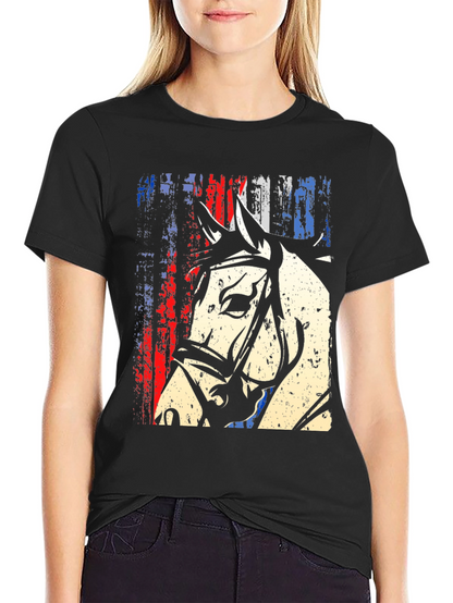 American Flag Horse Graphic T-Shirt