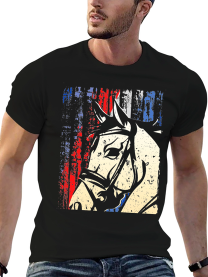 American Flag Horse Graphic T-Shirt