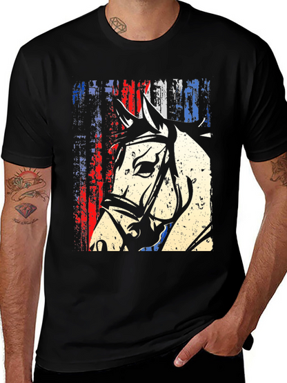 American Flag Horse Graphic T-Shirt