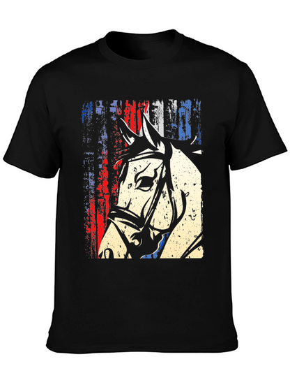 American Flag Horse Graphic T-Shirt