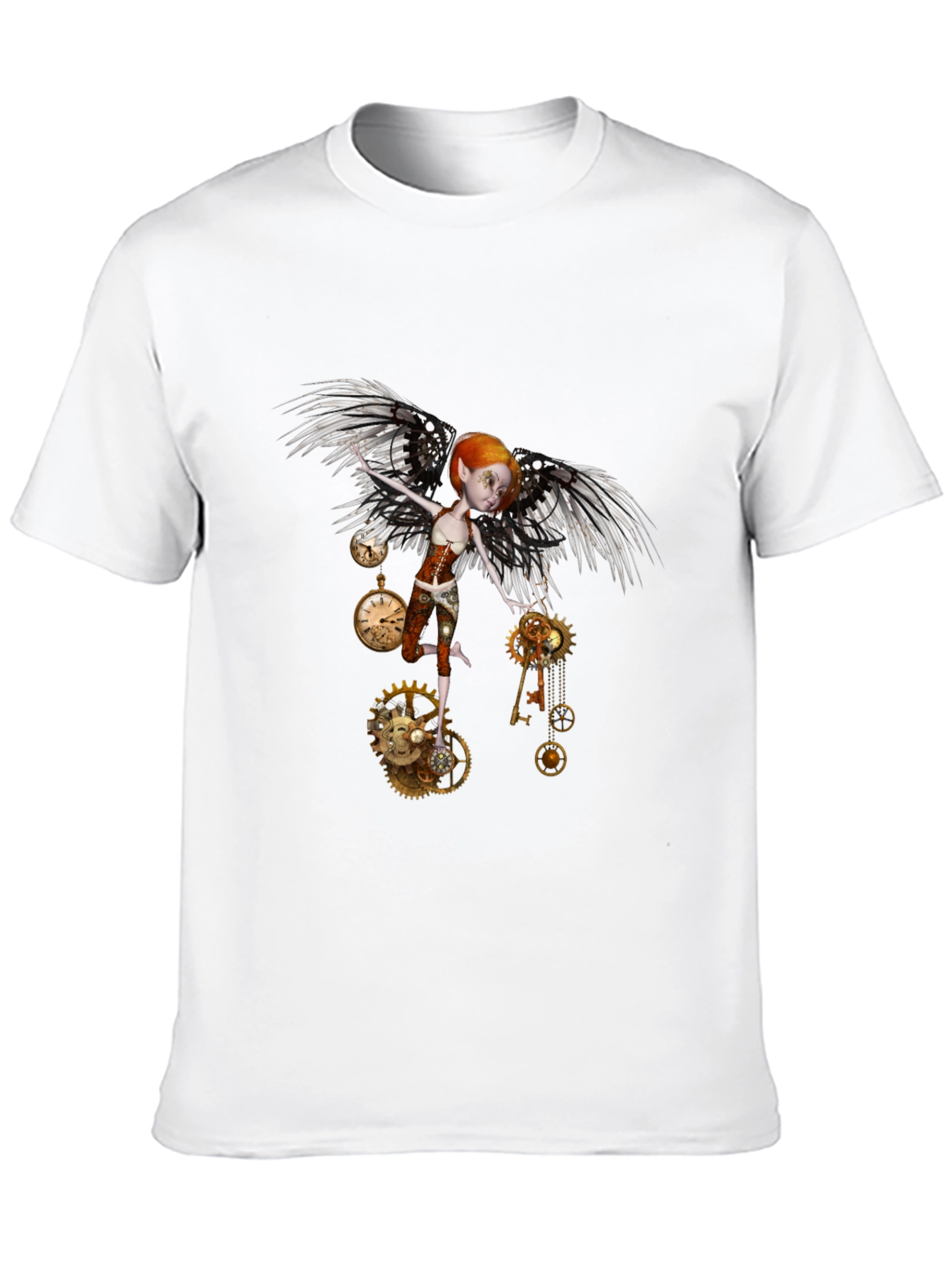 Steampunk Fairy Black T-Shirt - Whimsical Fantasy Design