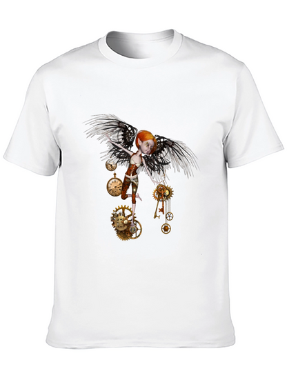 Steampunk Fairy Black T-Shirt - Whimsical Fantasy Design
