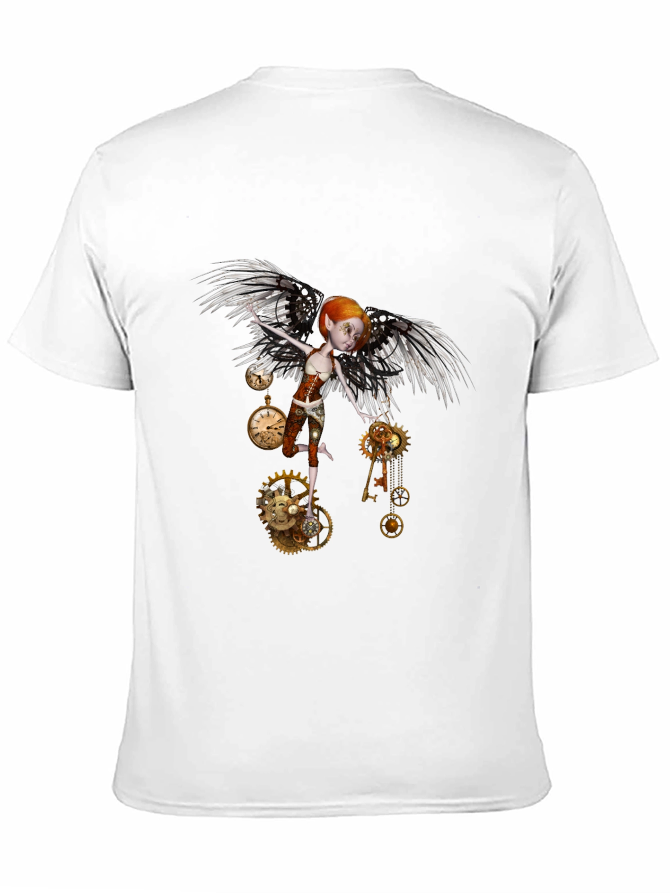Steampunk Fairy Black T-Shirt - Whimsical Fantasy Design