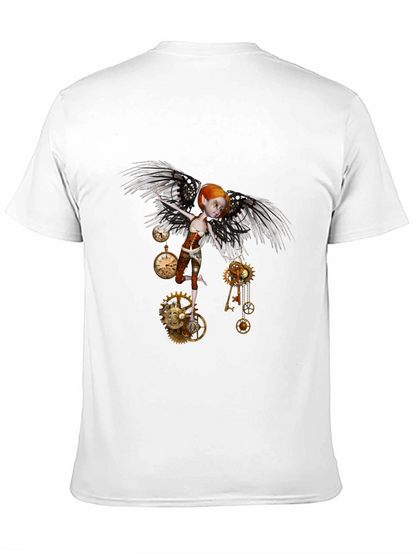 Steampunk Fairy Black T-Shirt - Whimsical Fantasy Design