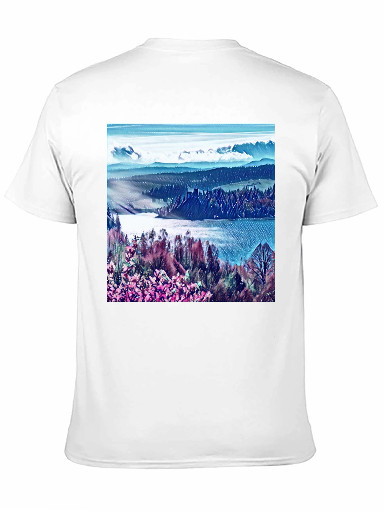 Artistic Landscape Print Black T-Shirt
