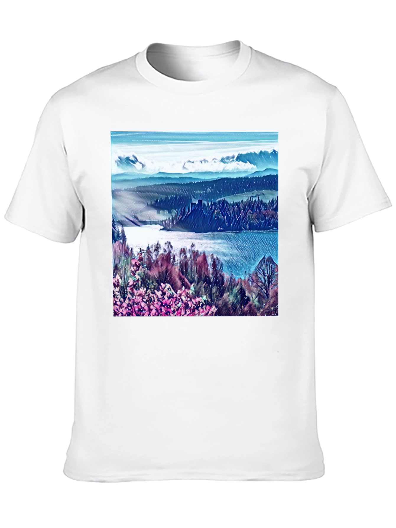Artistic Landscape Print Black T-Shirt