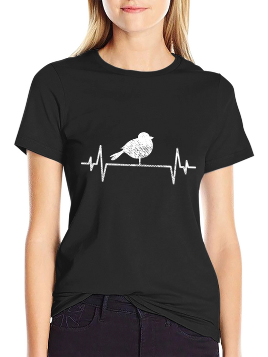 Bird Heartbeat T-Shirt - Black
