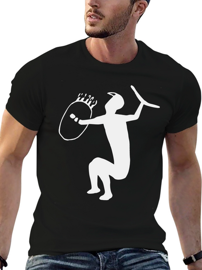 Tribal Warrior Graphic Tee - Black Cotton T-Shirt