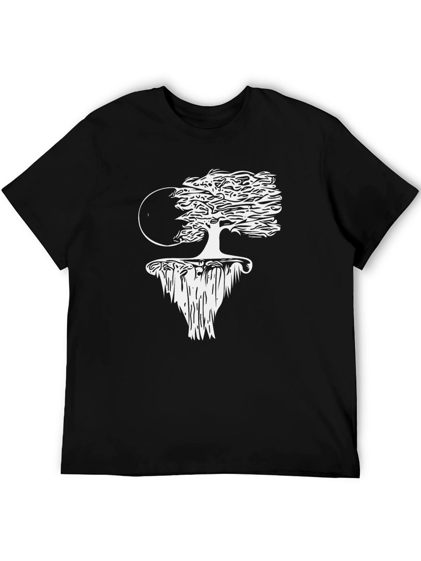 Unique Floating Island Tree Black T-Shirt