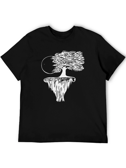 Unique Floating Island Tree Black T-Shirt