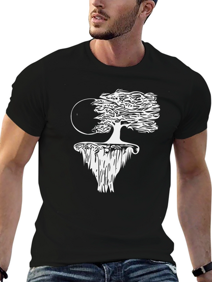 Unique Floating Island Tree Black T-Shirt