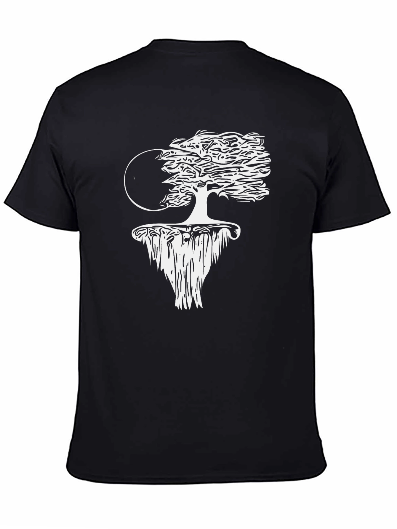 Unique Floating Island Tree Black T-Shirt
