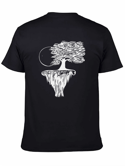 Unique Floating Island Tree Black T-Shirt