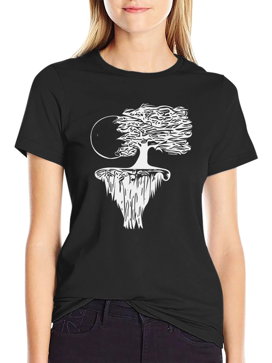 Unique Floating Island Tree Black T-Shirt