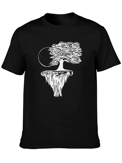 Unique Floating Island Tree Black T-Shirt