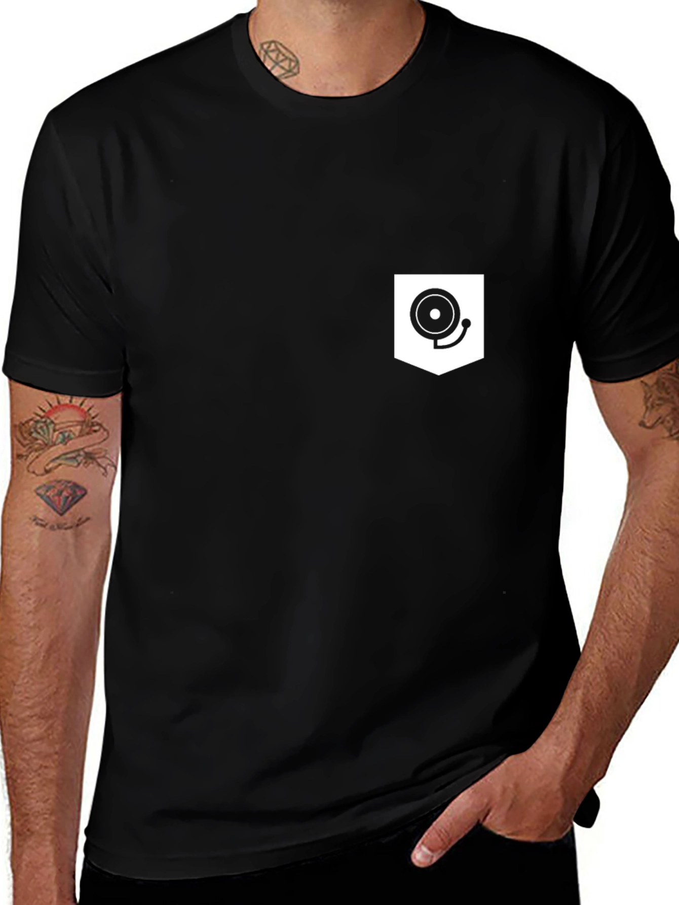 Black T-Shirt with Novelty Pocket Design