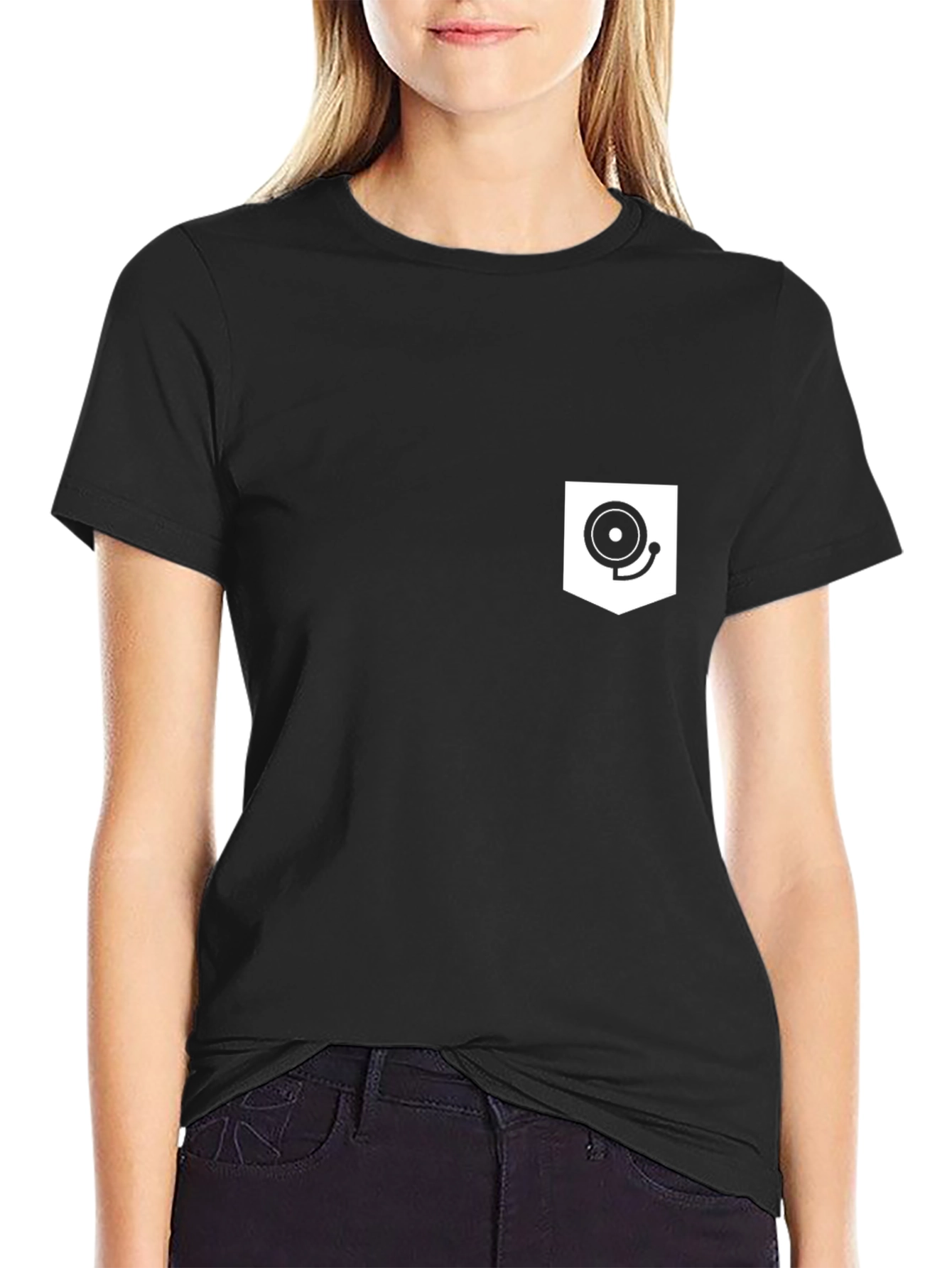 Black T-Shirt with Novelty Pocket Design