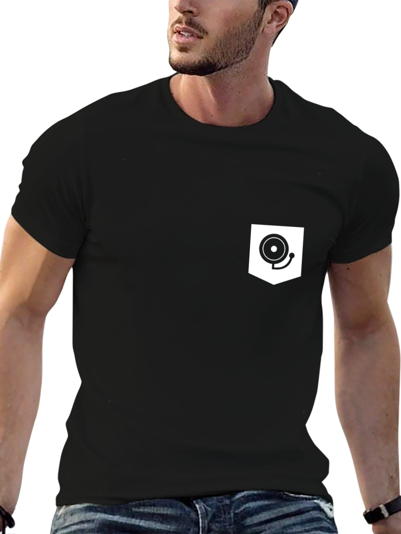 Black T-Shirt with Novelty Pocket Design