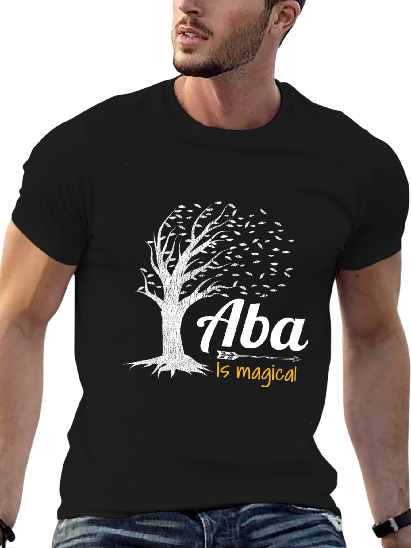 Aba Is Magical Tree Graphic T-Shirt - Black
