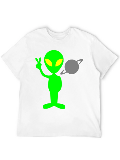 Alien Peace Sign T-Shirt - Black Cotton