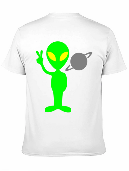 Alien Peace Sign T-Shirt - Black Cotton