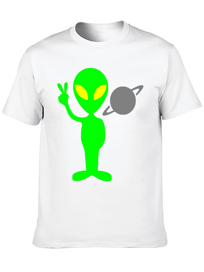 Alien Peace Sign T-Shirt - Black Cotton