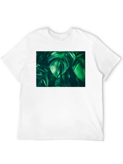 Tropical Leaf Print Black T-Shirt
