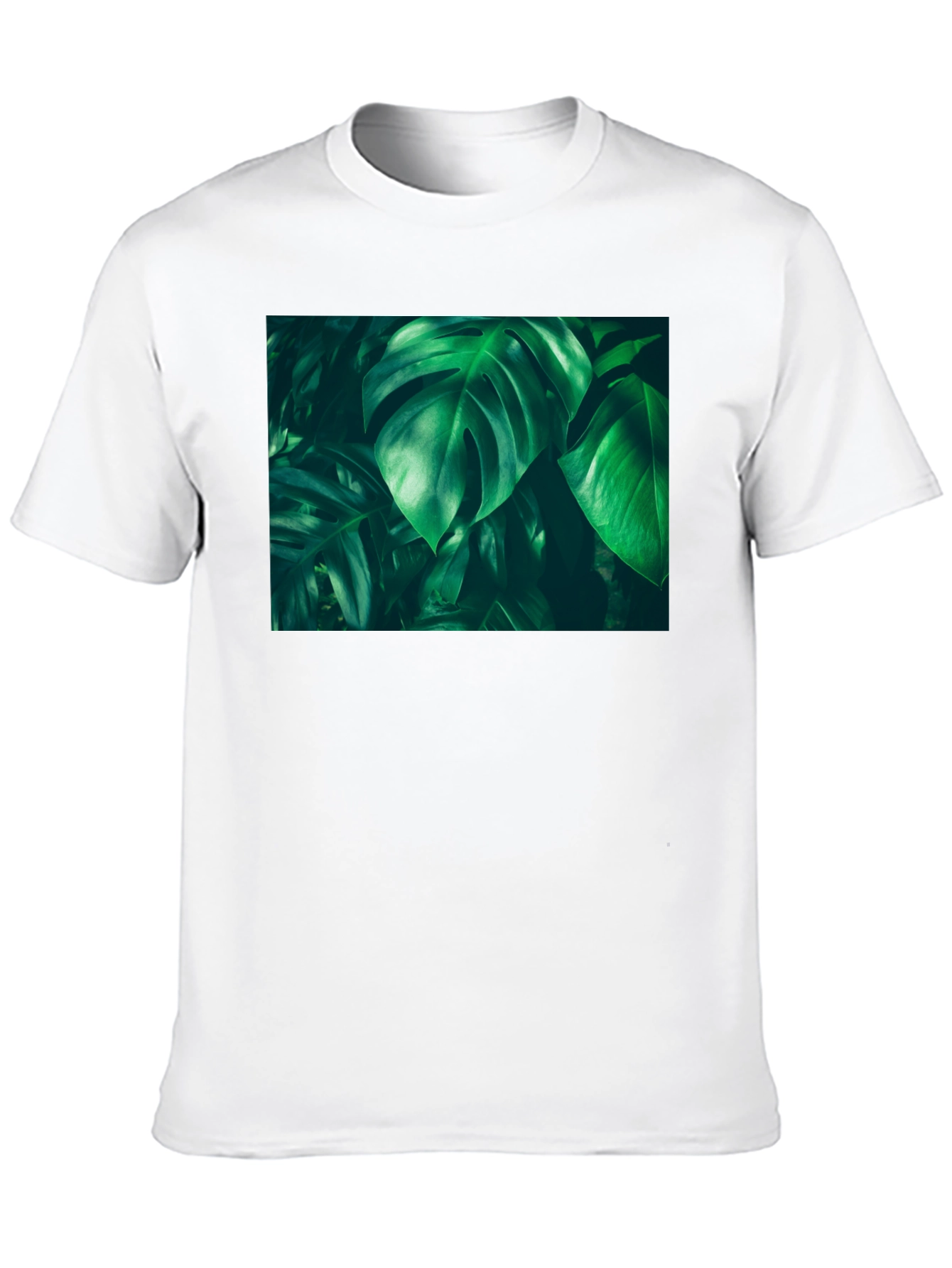 Tropical Leaf Print Black T-Shirt