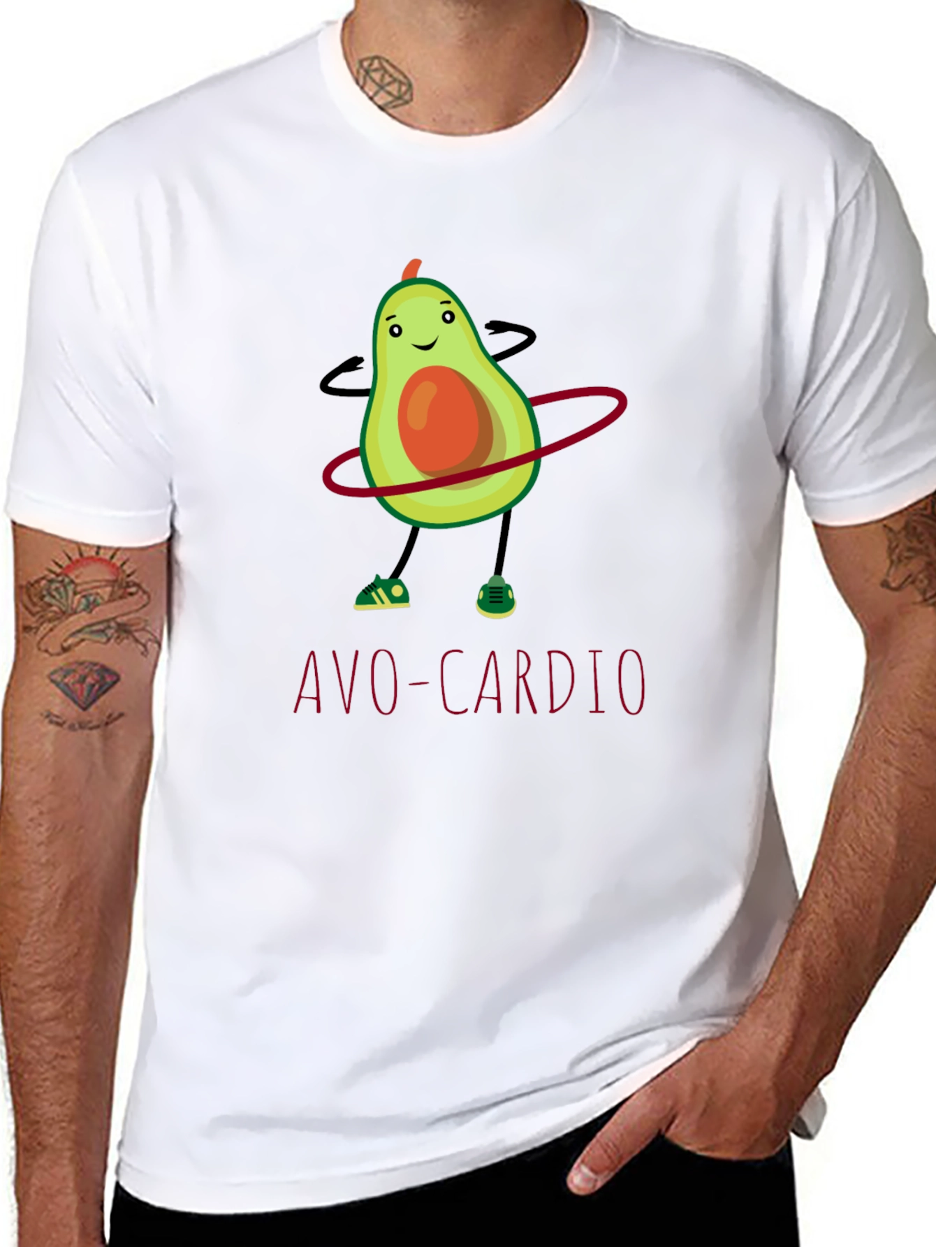 Avo-Cardio T-Shirt: Funny Avocado Hula Hooping Tee
