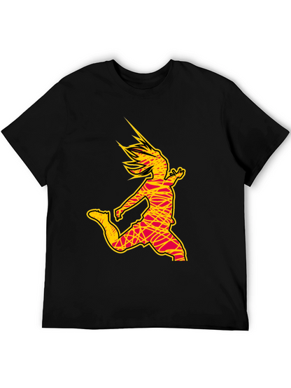 Abstract Soccer Kick Graphic Tee - Black